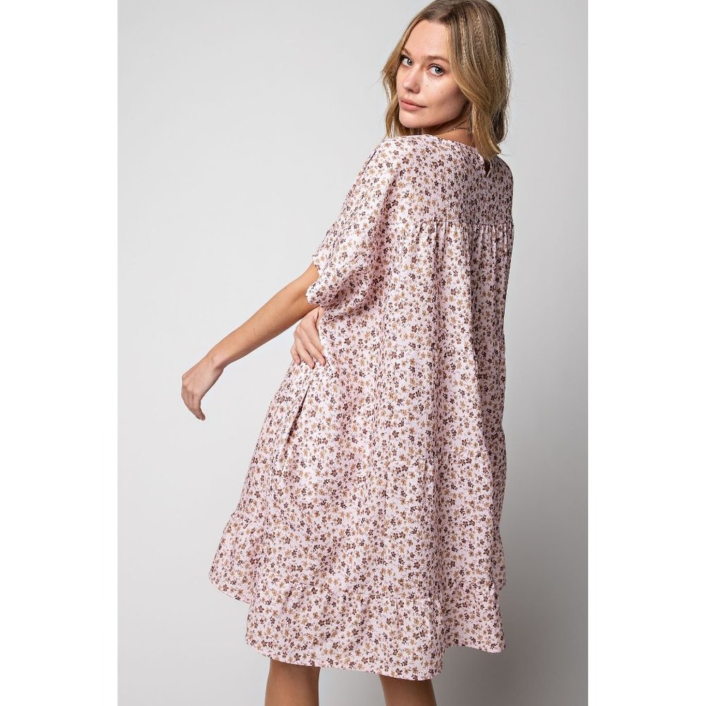 Easel Plus Blush Brown Poly Crepe Oversized Tiereed Dress - Picture 5 of 5